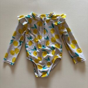 Gerber Baby Girls Summer Lemon Rash Guard Swim Suit With Zipper 6-9M